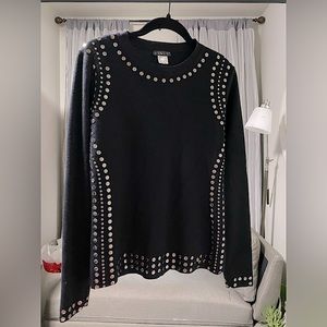 Black VENUS Stud Trim Sweater